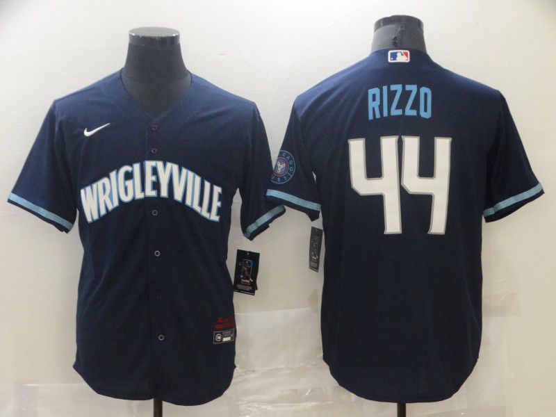 Men Chicago Cubs #44 Rizzo City Edition Blue Game Nike 2021 MLB Jersey
